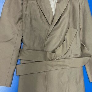 Theory Dark Beige Belted Blazer